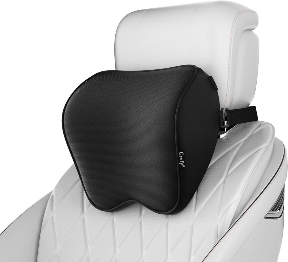 Set Mit 2 Nackenkissen Fürs Auto, Weiche Kopfstütze Zum Autofahren Mit Verstellbarem Gurt, 100 % Memory-schaum Und