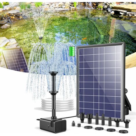 8-w-solarbrunnen, Solar-teichpumpe Mit 3600-mah-akku, Wassermangelschutz Für Vogeltränken Und Garten