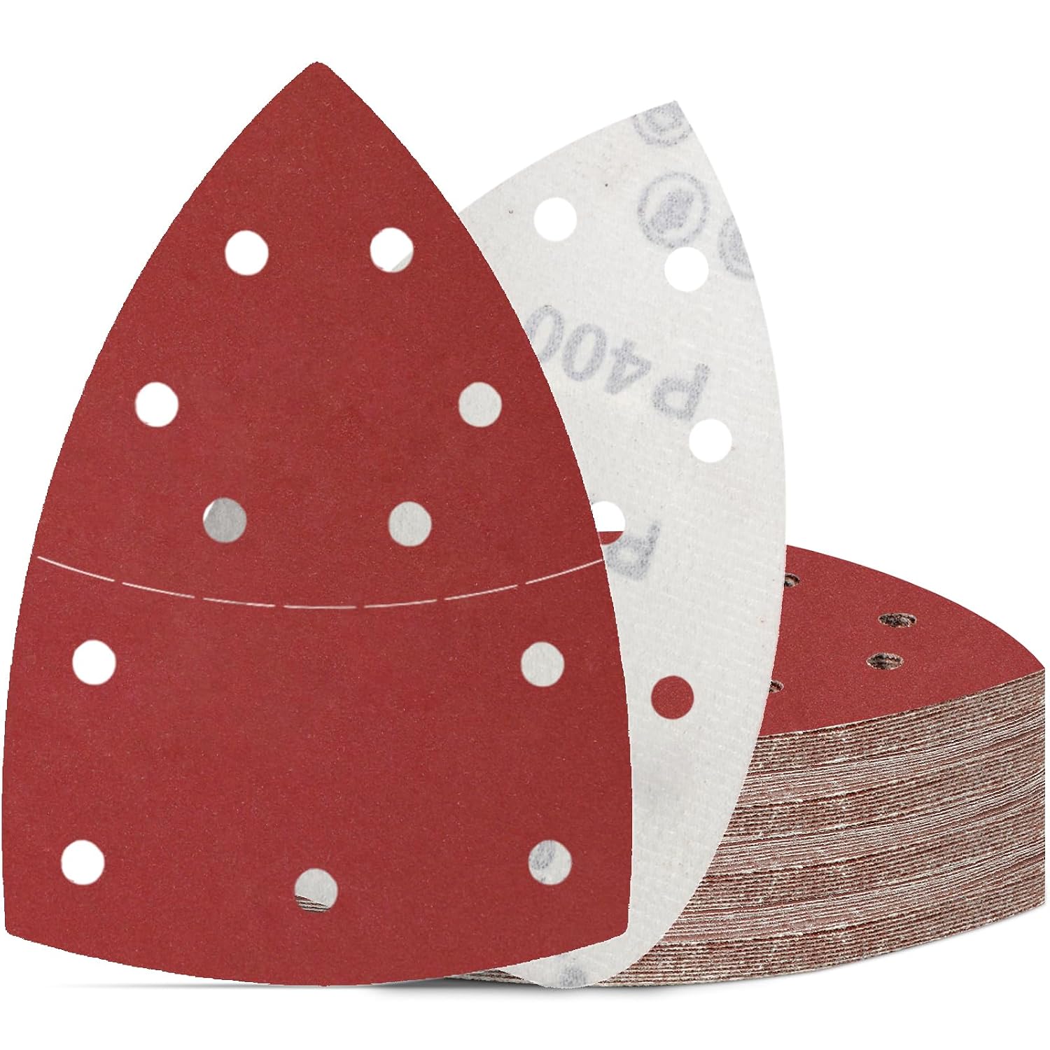 100 Schleifpads Für Schleifmaschinen, Körnung 400, Dreieckiges Schleifpapier Mit 11 Löchern, 105 X 152 Mm Für Detailschleifer