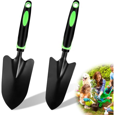 Set Mit 2 Kleinen Gartenschaufeln Aus Kohlenstoffstahl – Mini-strandschaufel – Blumenschaufel – Handschaufel – Zum Pflanzen, Jäten Und Umpflanzen