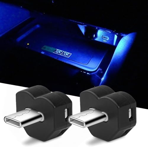 2 Mini-usb-autoinnenraumleuchten (typ C), 8 Farben, Usb-autoinnenraumleuchten, Nachtlicht, Usb-autoinnenraumlampe Zum Einstecken Zum Lesen Und Schlafen