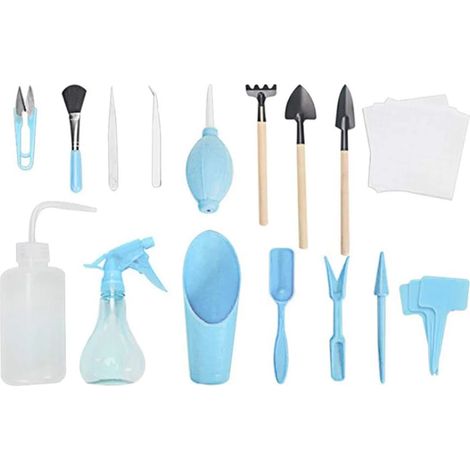 Pflanzwerkzeug-set, Mini-gartenwerkzeug-set Für Haus Und Garten, Kakteen, Topfpflanzen, Zimmerbonsai, Gartenzubehör, Blau, 16-teilig