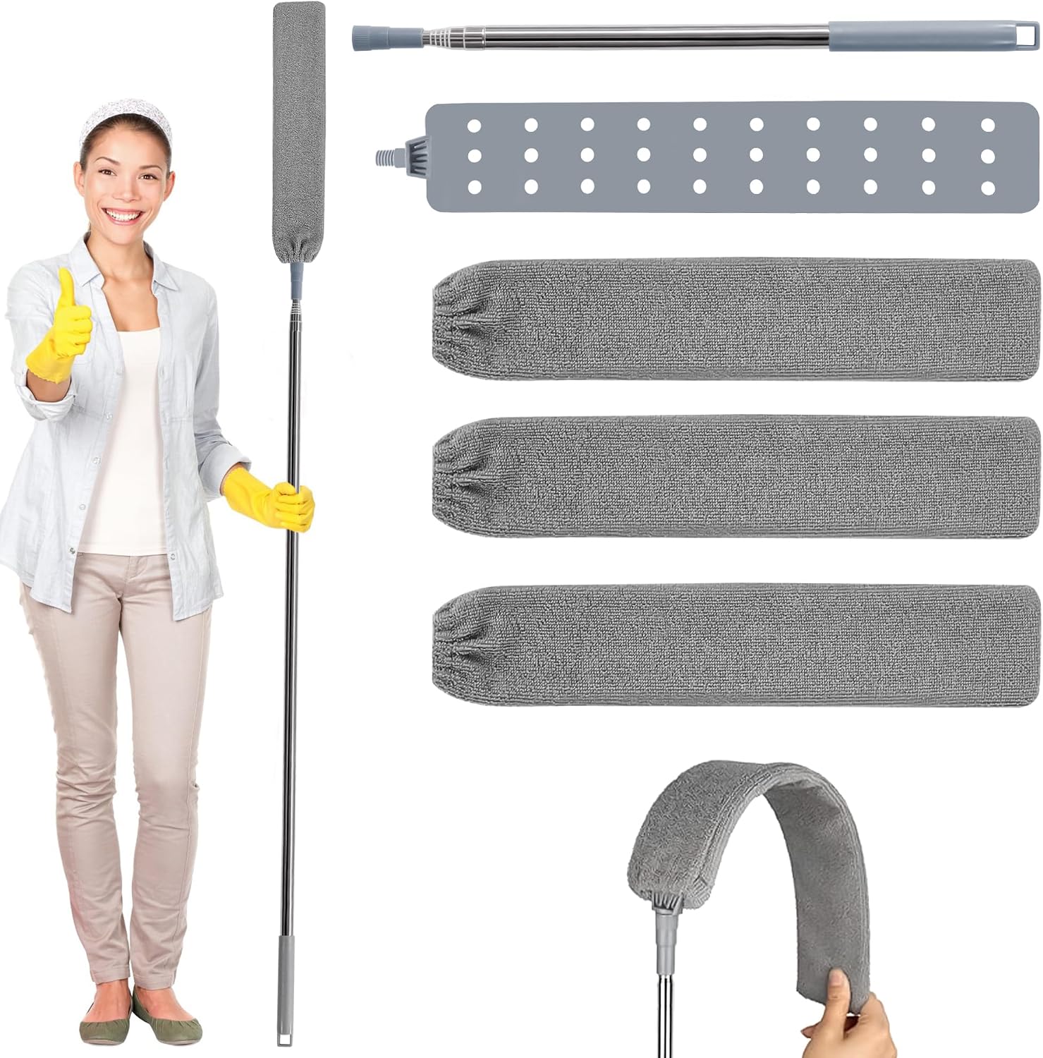 Teleskopierbarer Und Einziehbarer Staubwedel, Waschbarer Mikrofaser-staubwedel, Faltbare, Flexible Und Abnehmbare Staubbürste Für Den Nachttisch, Für Sofa, Bett, Autos, Möbel Und Ecken