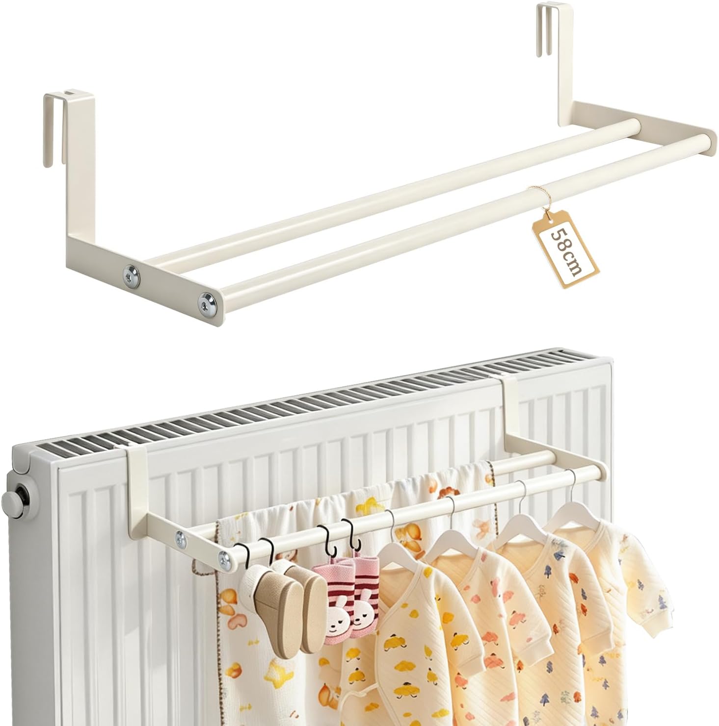 Handtuchhalter Für Heizkörper – Weiß – 58 Cm – Kein Bohren Erforderlich