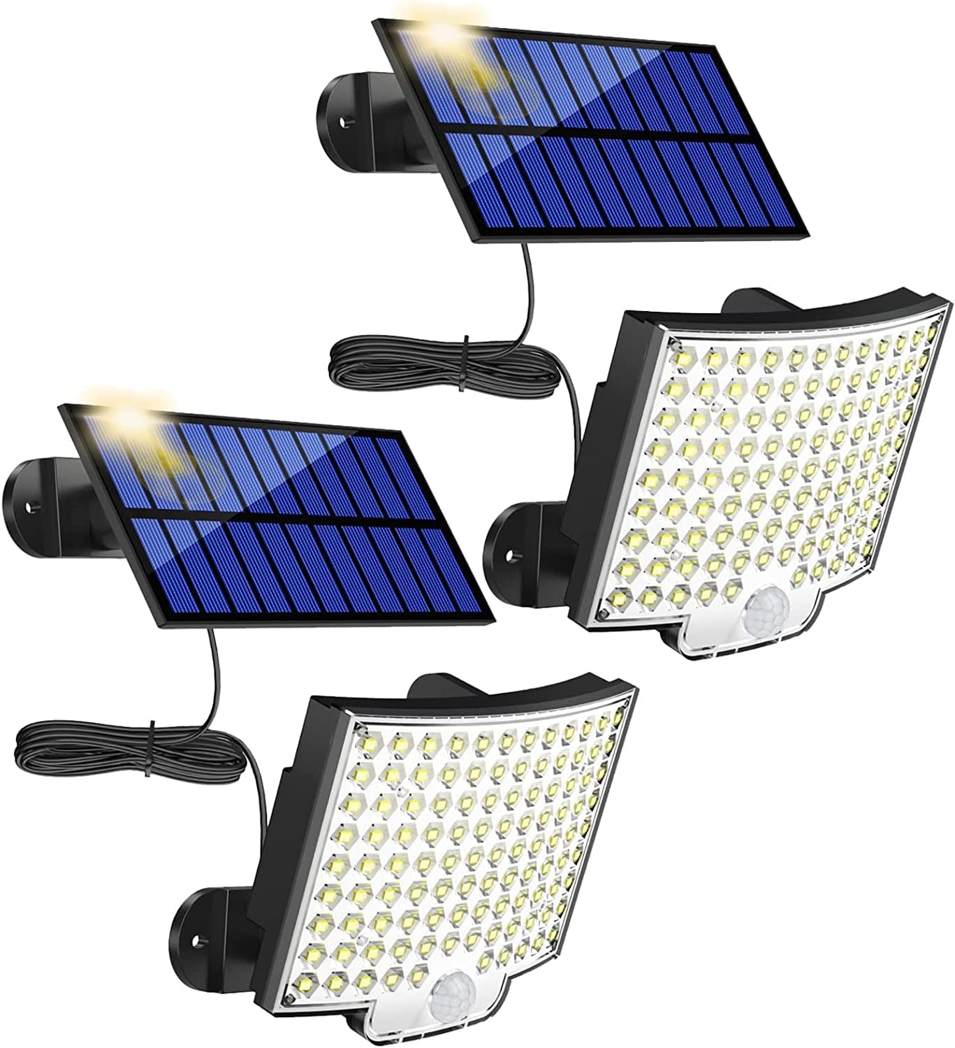 Mpj – 2er-set Solar-gartenleuchten – 106 Leds – Mit Bewegungsmelder – Ip65 Wasserdicht – 120° Abstrahlwinkel – Solar-gartenwandleuchte Mit 5 M Kabel