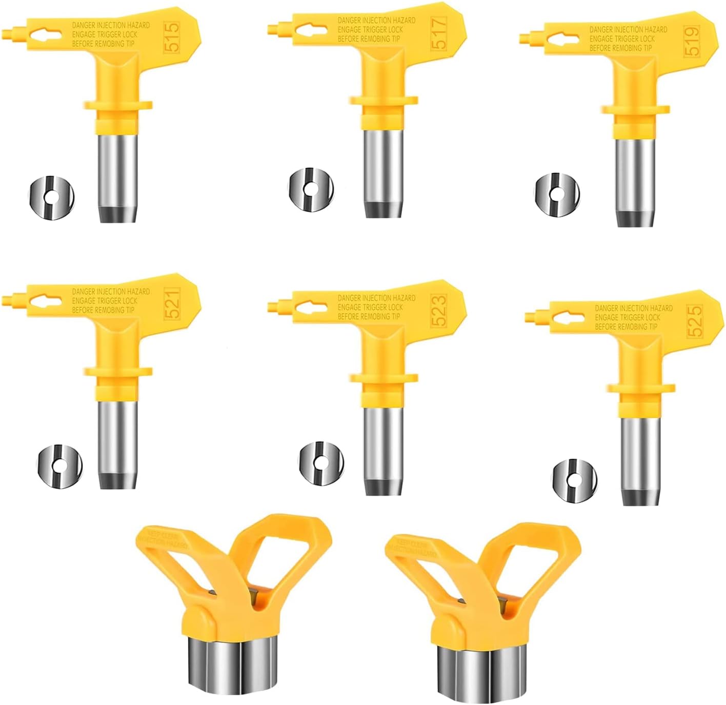 Airless-düse, 6-teiliges Airless-sprühdüsen-set, Airless-pistolendüse Für Hochdruck-farbpistolen, Für Häuser, Gebäude, Terrassen, Zäune (typ 515, 517, 519, 521, 523, 525)