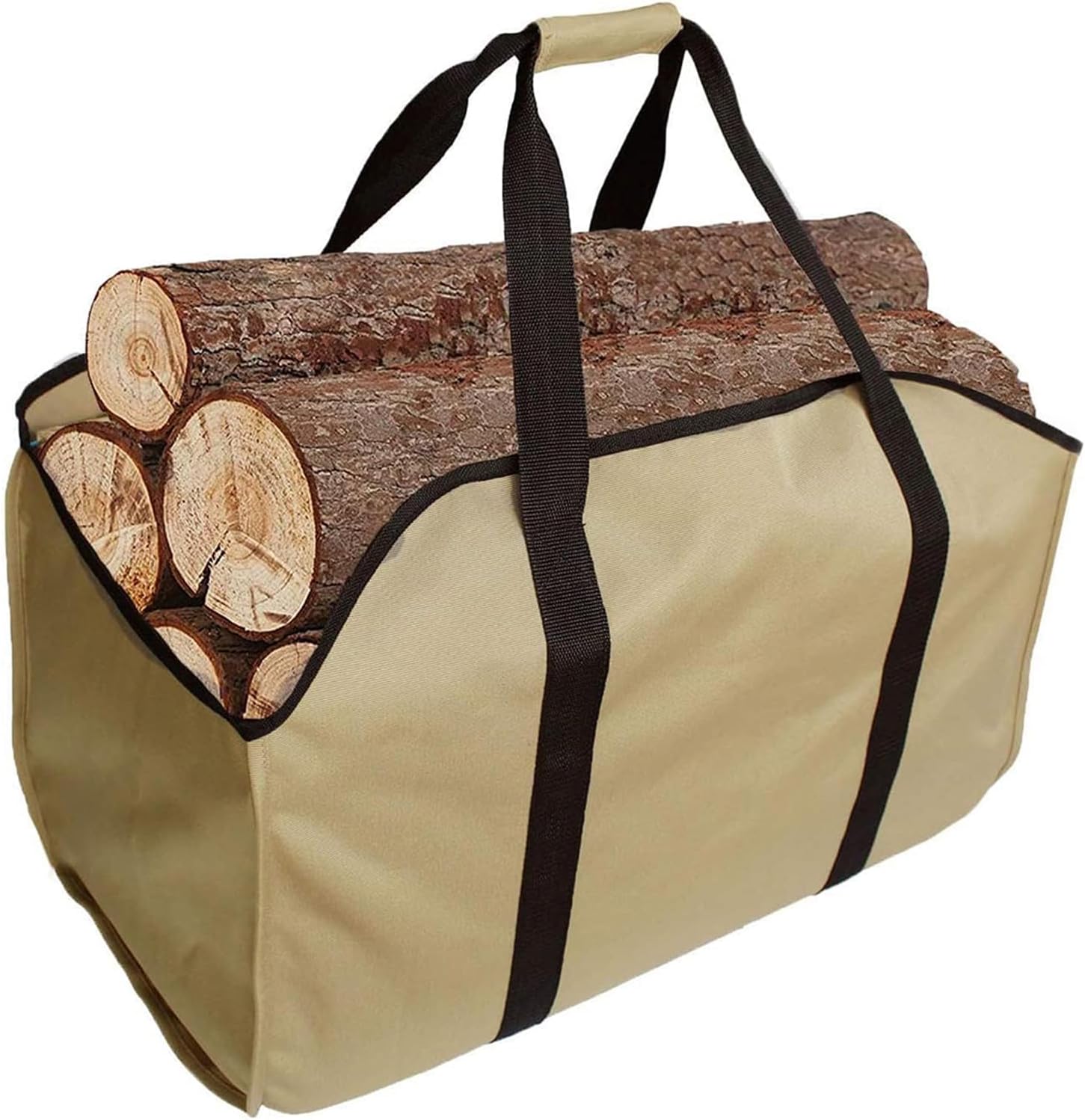 Große Tragetasche Für Brennholz – Robuster Brennholzkorb Aus Holz – Wasserdichte Oxford-gewebetasche Für Drinnen Und Draußen, Khaki, 58,4 X 40,6 X