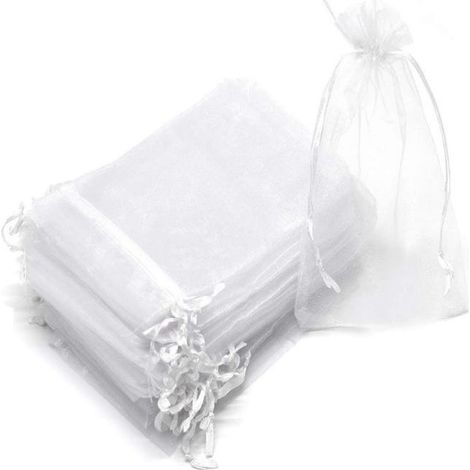 Royaluxe - Packung Mit 50 Organzabeuteln Mit Kordelzug, 17 X 23 Cm, Für Schmuck, Geschenke, Pflanzenabdeckungen, Pflanzenschutzbeutel (weiß)