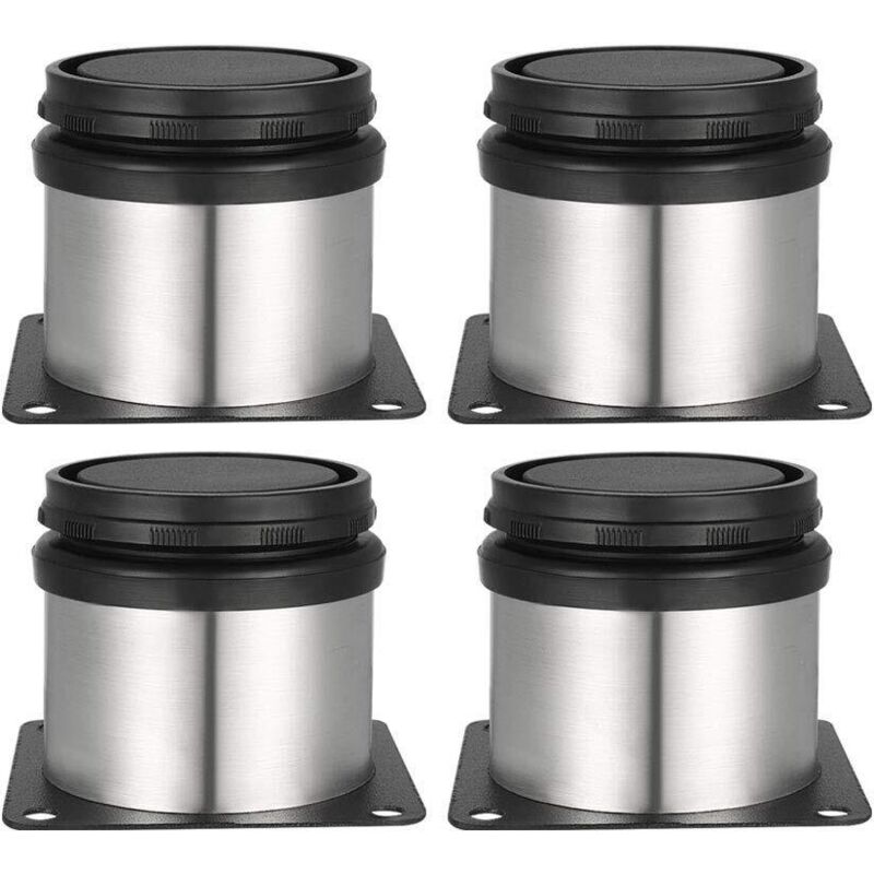 Höhenverstellbare Schrank- Oder Tischbeine Aus Gebürstetem Edelstahl, Höhenverstellbar 0-15 Mm. Lieferung Inklusive Edelstahlschrauben (ø 50 Mm X 50 Mm).