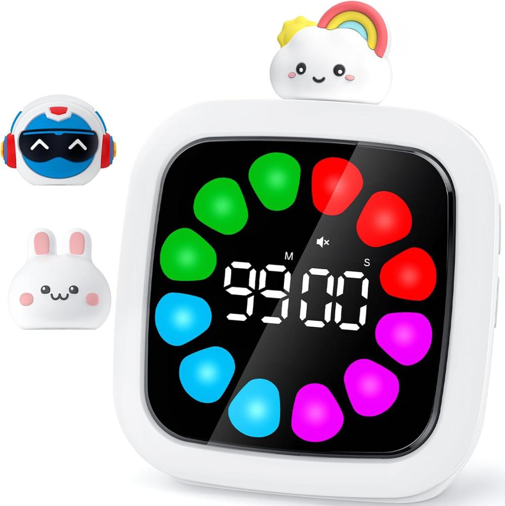 Visueller Kindertimer, Wiederaufladbarer, Geräuschloser 99-minuten-countdown-timer, 9 Individuell Gestaltbare Farbblüten-anzeigeoptionen