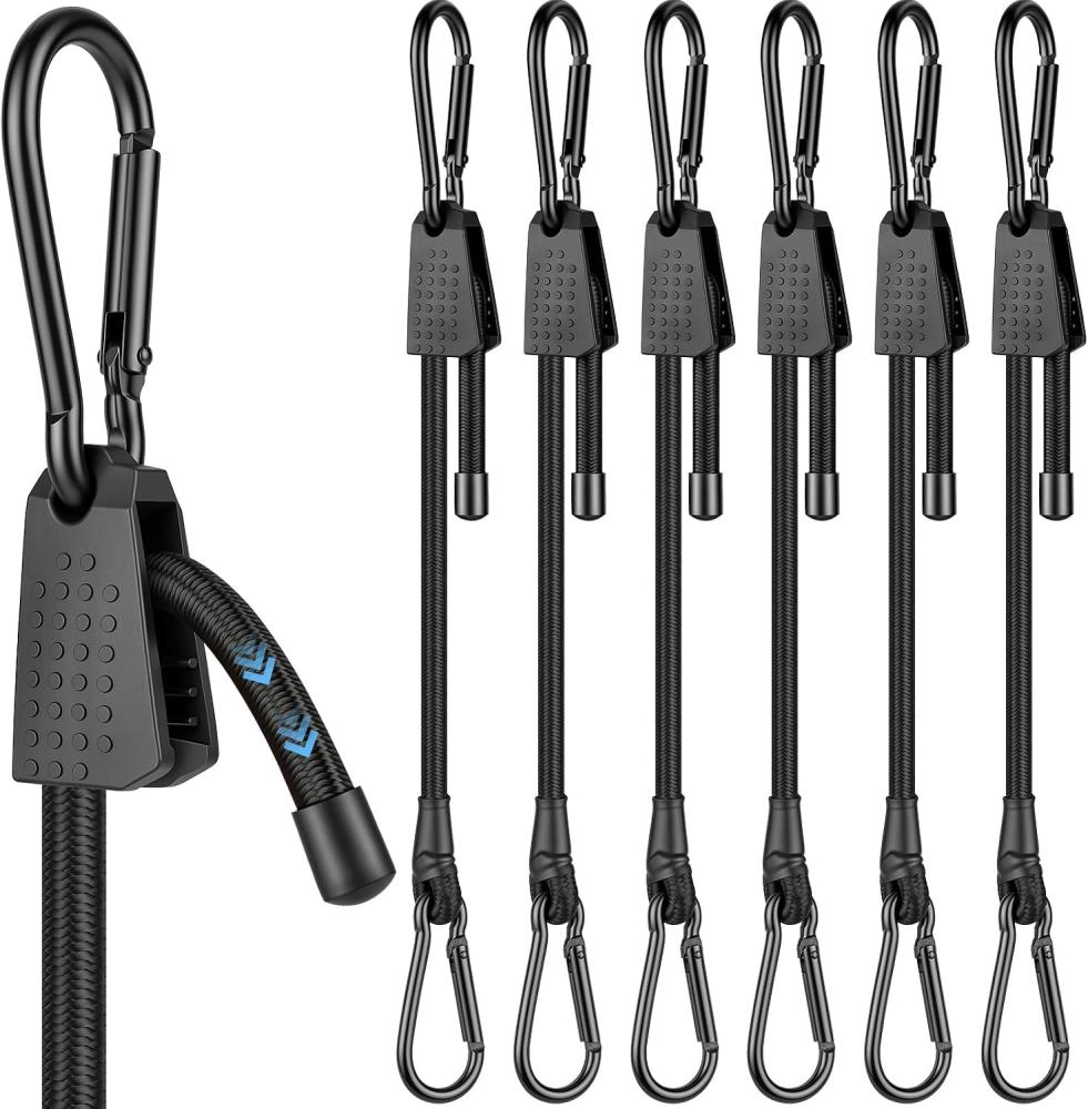 6 Verstellbare Elastische Bungee-seile Mit Karabiner, 30 Cm