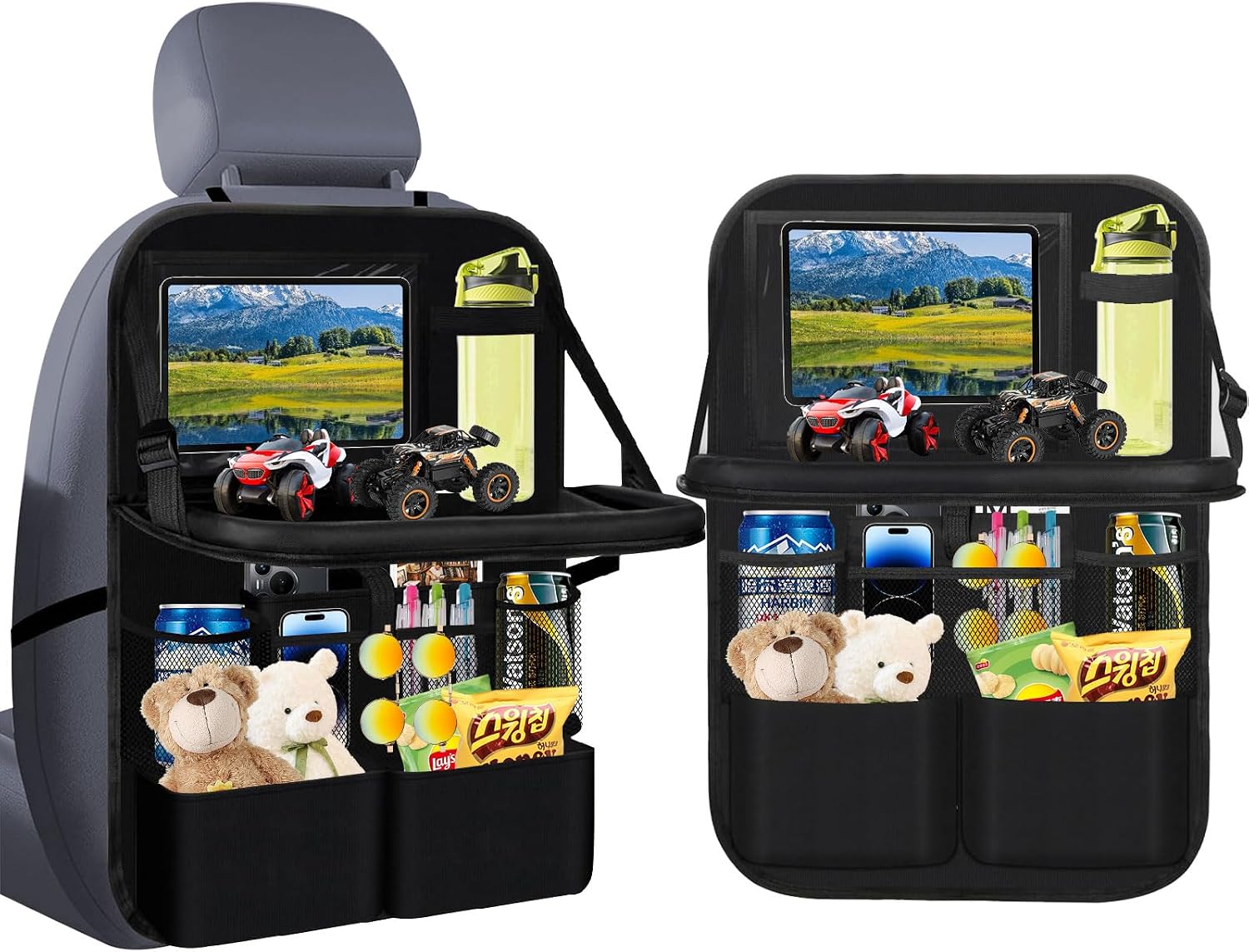 Auto-organizer, Kindersitzschutz Für Die Rückbank, Großer Kindersitzschutz Für Autos, Mit Klapptisch, Integrierter Tablet-halterung, Multifunktional Und Wasserdicht (schwarz - 1 Stück)