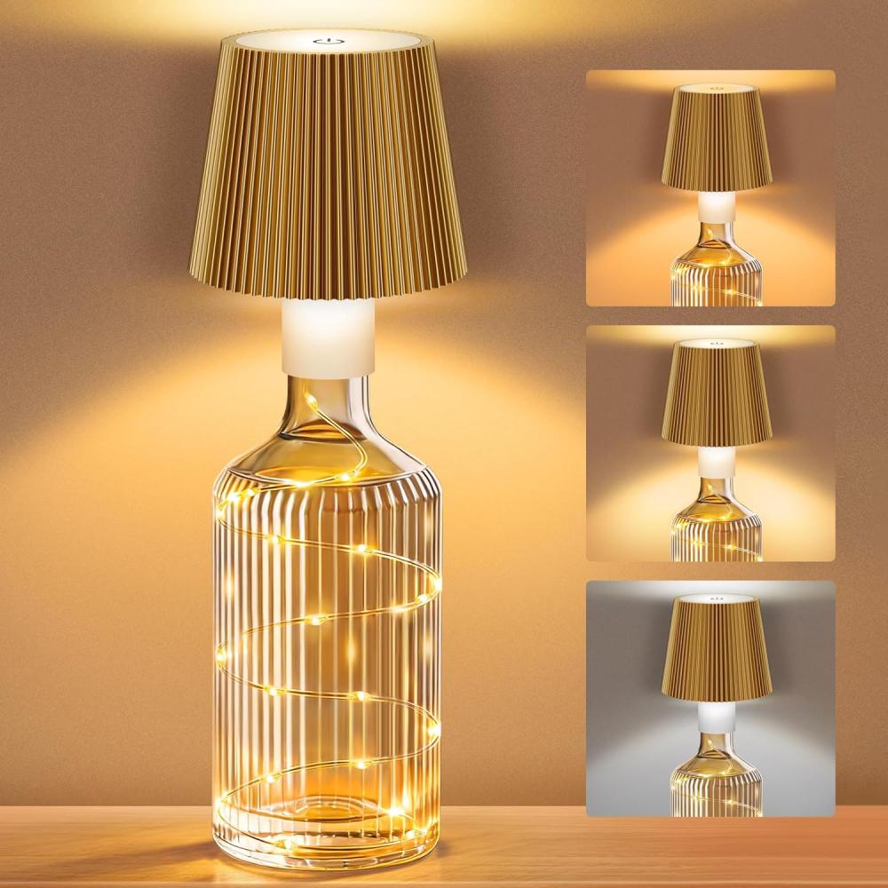 Led-flaschenlampe Mit Lichterkette, Kabellose, Über Usb-c Wiederaufladbare Lampe