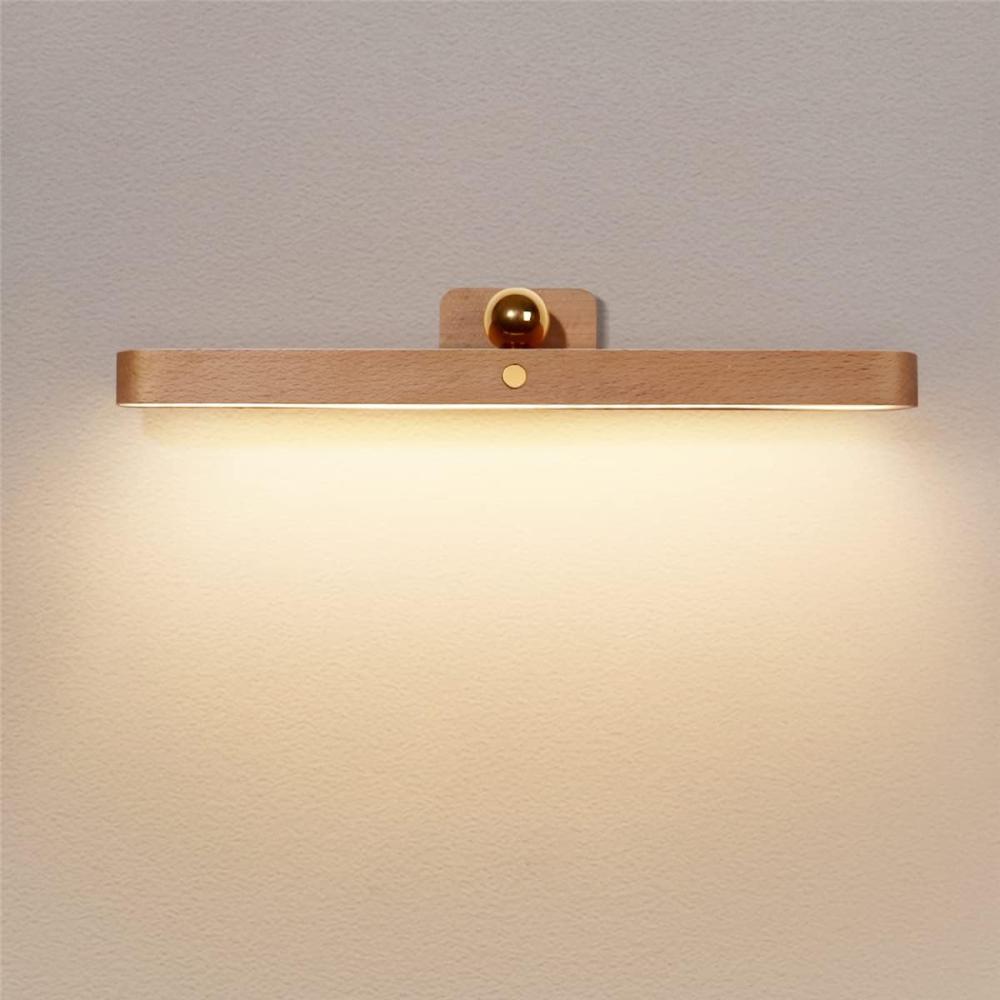 Dimmbare Led-wandleuchte Aus Holz Mit Berührungsschalter Und Akku, Kabellose, Per Usb Aufladbare Magnetische Wandleuchte