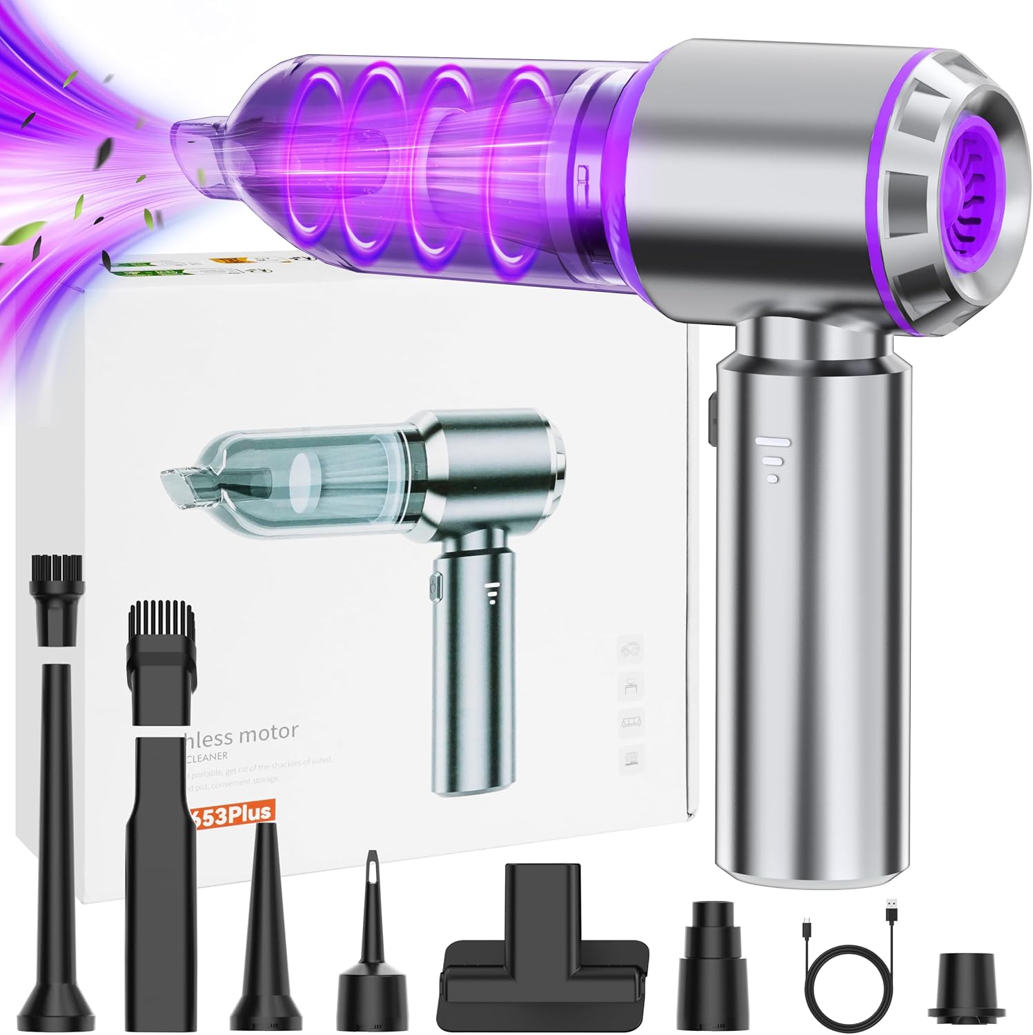 Handstaubsauger, 16000 Pa Mini-autostaubsauger Mit Kabel Und Hepa-filter, Leistungsstarker Tragbarer Autostaubsauger, Usb-aufladbarer Staubsauger Für Tierhaare, Auto Und Zuhause