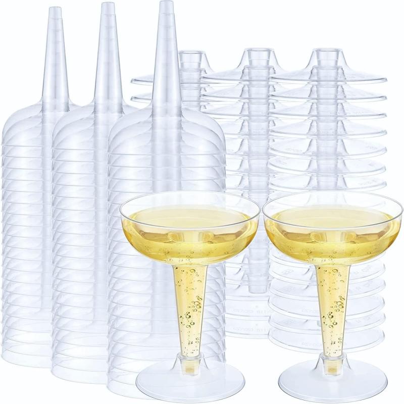 60 Stück Plastikbecher, 120 Ml Durchsichtige Weingläser, Wiederverwendbare Cocktailbecher(11 X 8,2 Cm)