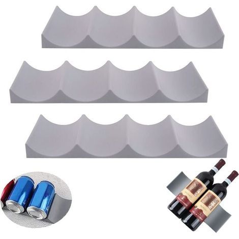 Weinregal Aus Kunststoff, 3-teilig, Europäischer Stil, Rutschfest, Bierdosenhalter, Stapelbarer Flaschenhalter Für Küche, Kühlschrank, Restaurant, Bar (grau)