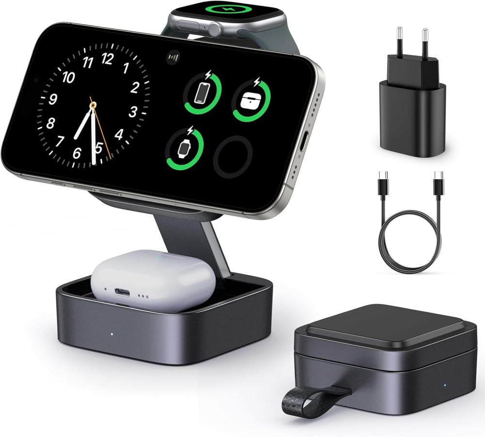 3-in-1-ladestation Für Apple-geräte, Magnetisches, Faltbares Schnellreiseladegerät, Kompatibel Mit Mag-safe
