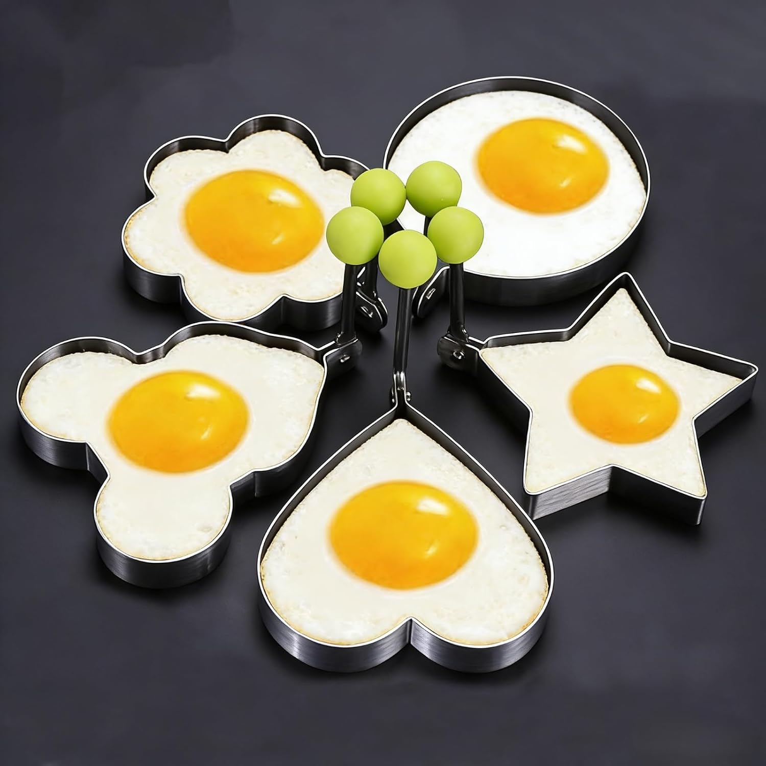 5er-set Eierringe Aus Edelstahl – Antihaftbeschichtete Pfannkuchenformen Zum Braten Von Eiern Und Omeletts – Langlebige Küchenhelfer Und Accessoires