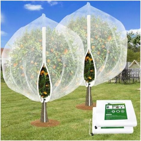2 Große Obstbaumnetze Mit Kordelzug Und Reißverschluss, 2,4 M Gartennetz2,4 M Für Gartenschutz, Insekten- Und Vogelschutznetze Für Bäume