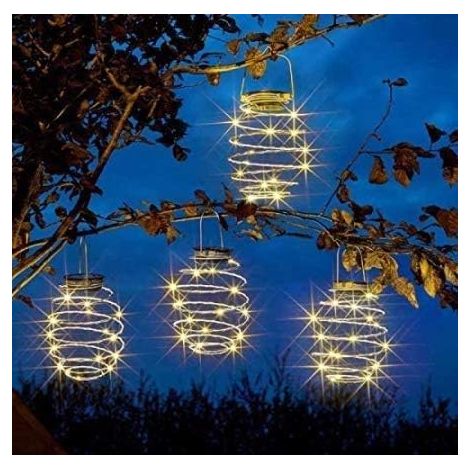 Set Mit 4 Spiralförmigen Led-solarlaternen, Dekorative Hängeleuchten Für Den Garten, Wasserdicht Für Garten, Terrasse Und Veranda