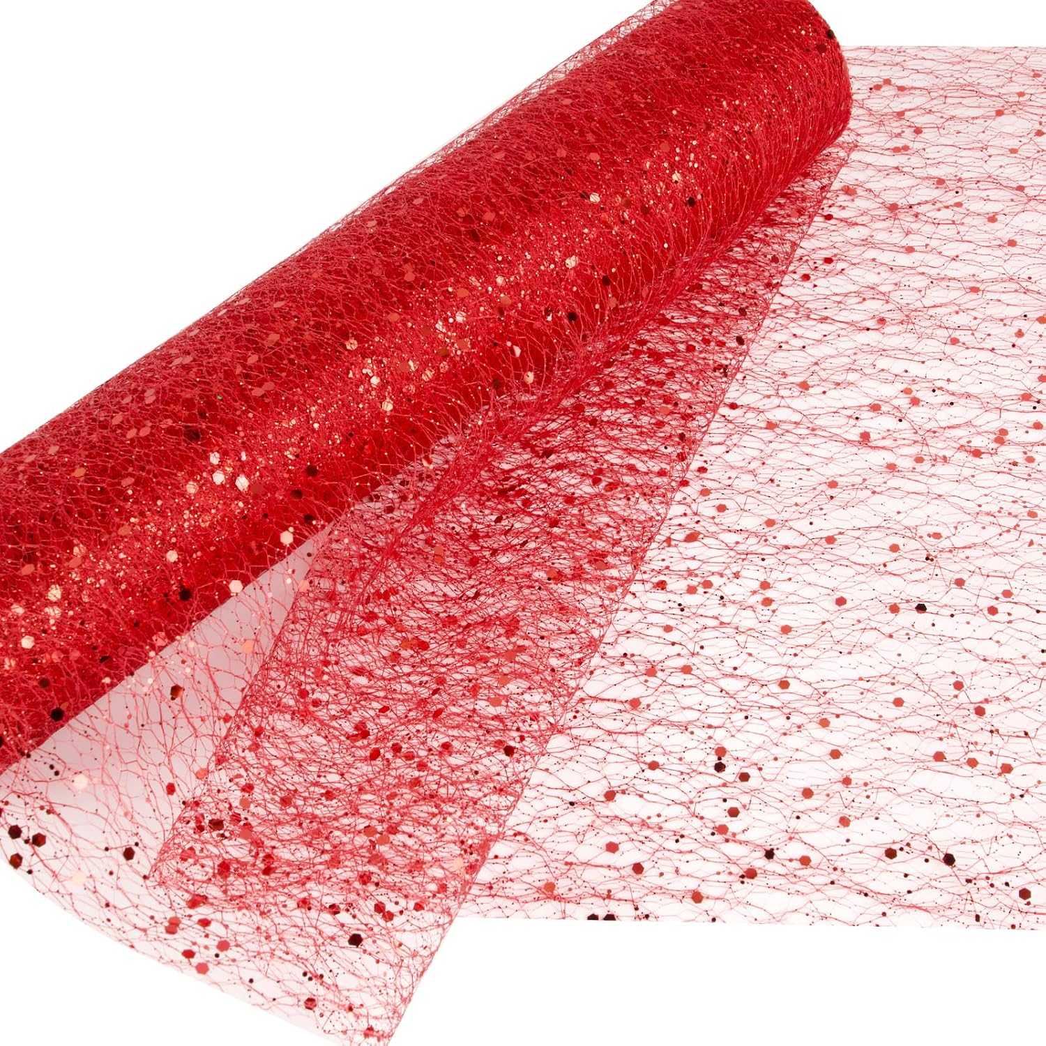 30 Cm X 10 M Organza-tüllrolle Mit Pailletten, Vliesstoff, Tischläuferband, Diy-organzarolle Für Weihnachtsfeiern, Hochzeiten, Weihnachtsbaumdekoration (rot)