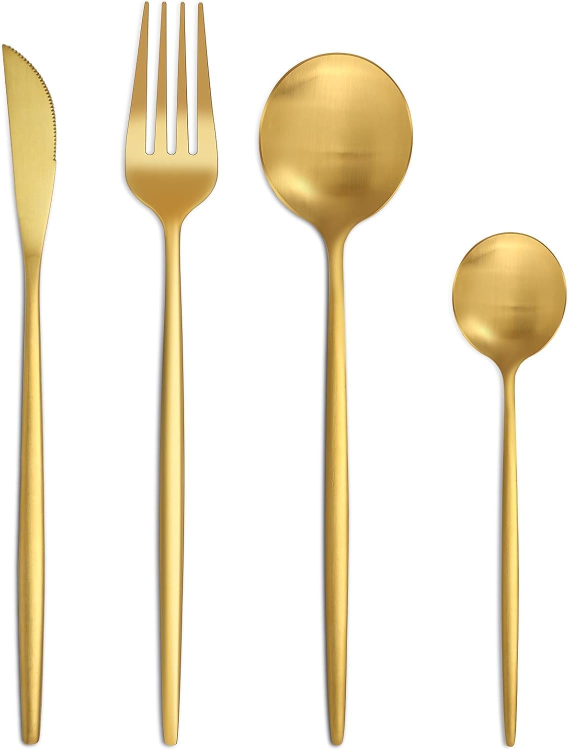 Bestdin 6-personen-besteckset In Gold, 24-teiliges Edelstahl-besteckset, Inklusive Messer, Gabeln Und Löffel, Matte Oberfläche, Spülmaschinenfest, Leicht Zu Reinigen