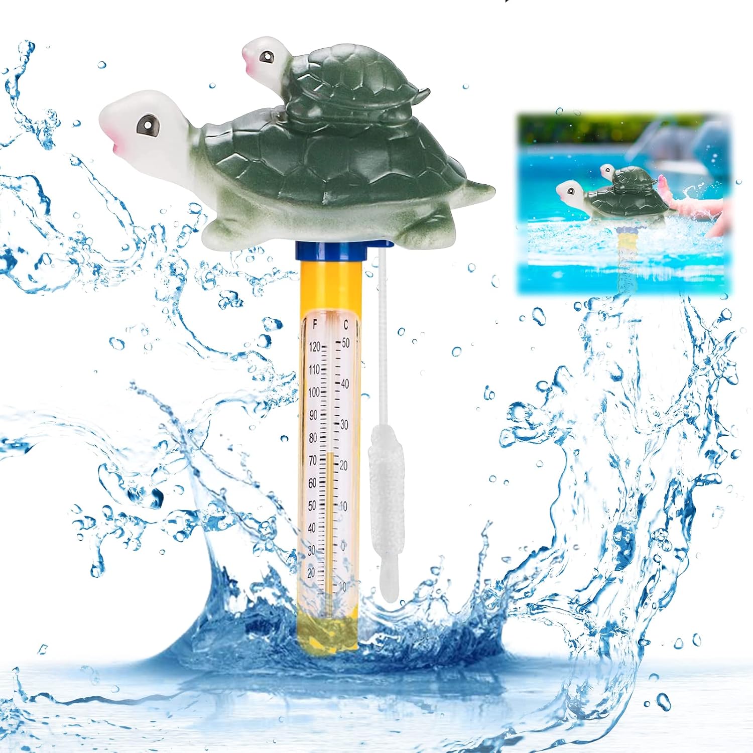 Schwimmendes Poolthermometer Mit Trageband Für Schwimmbäder, Spas, Whirlpools, Aquarien, Fischteiche (b)