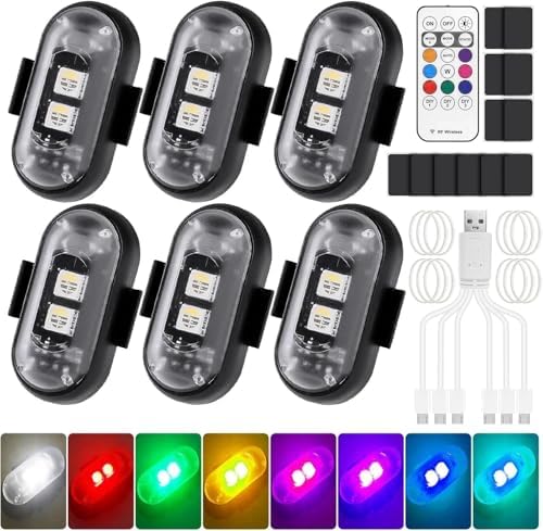 6 Stück Kabellose Led-autolichter, 8 Farben, Wasserdicht