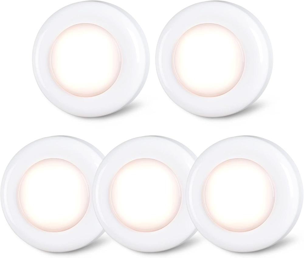 Set Mit 5 Kleinen, Berührungsempfindlichen Led-strahlern, Selbstklebend, Batteriebetrieben, Für Den Innenbereich, Schränke, Kleiderschränke, Küchenschränke
