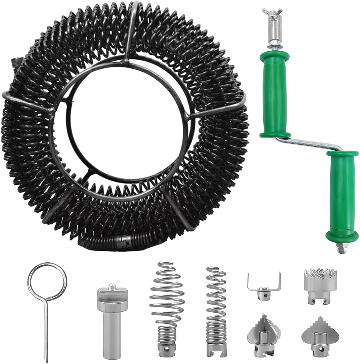 M Lange Abflussspirale, 16 Mm Durchmesser, Mit 8 Reinigungs- Und Ausbaggerwerkzeugen, Multifunktionaler Abflussreinigungsstiel