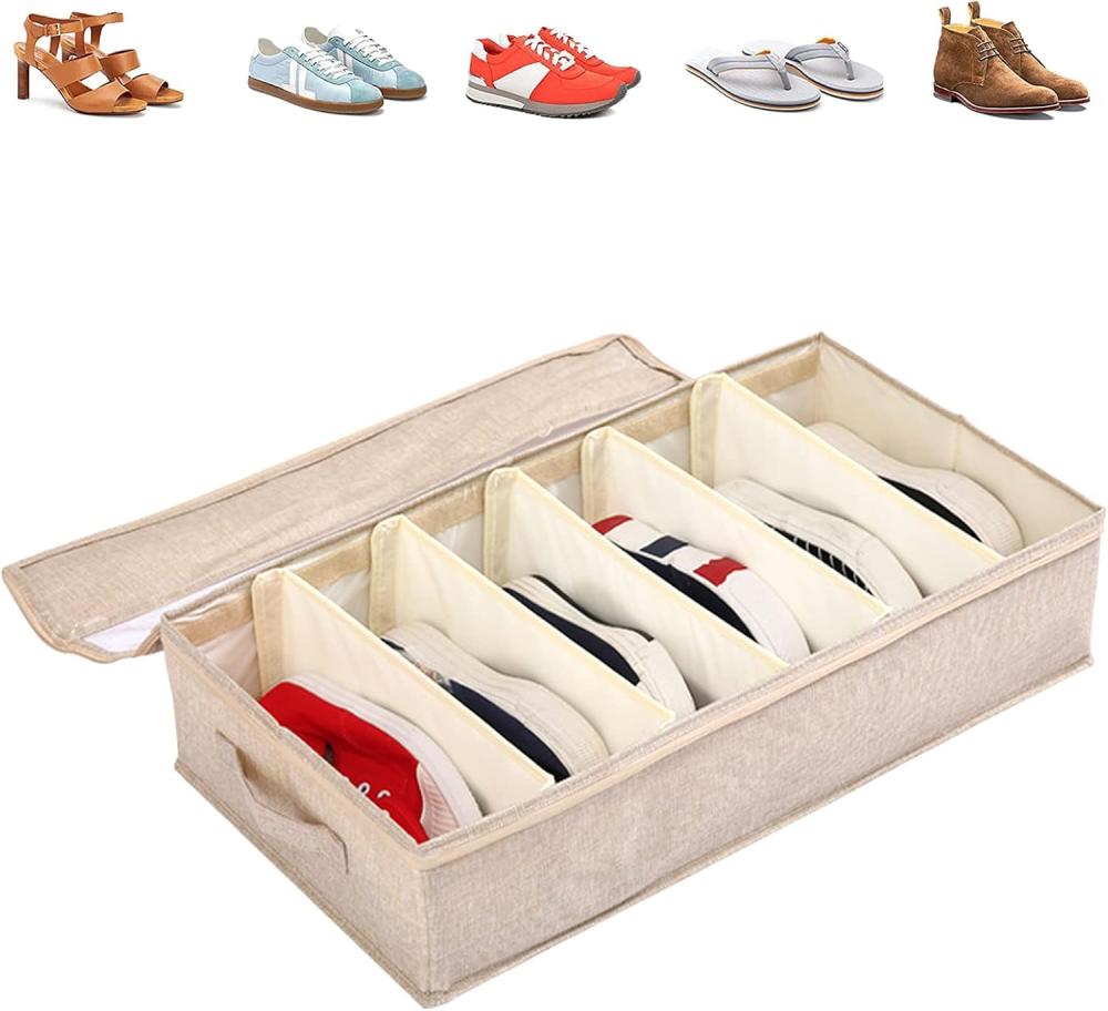 Schuh-organizer Für Unter Das Bett, 60 X 33 X 14 Cm Aufbewahrungstasche Für Unter Das Bett, Große Aufbewahrungstasche Aus Vliesstoff Für Unter Das Bett