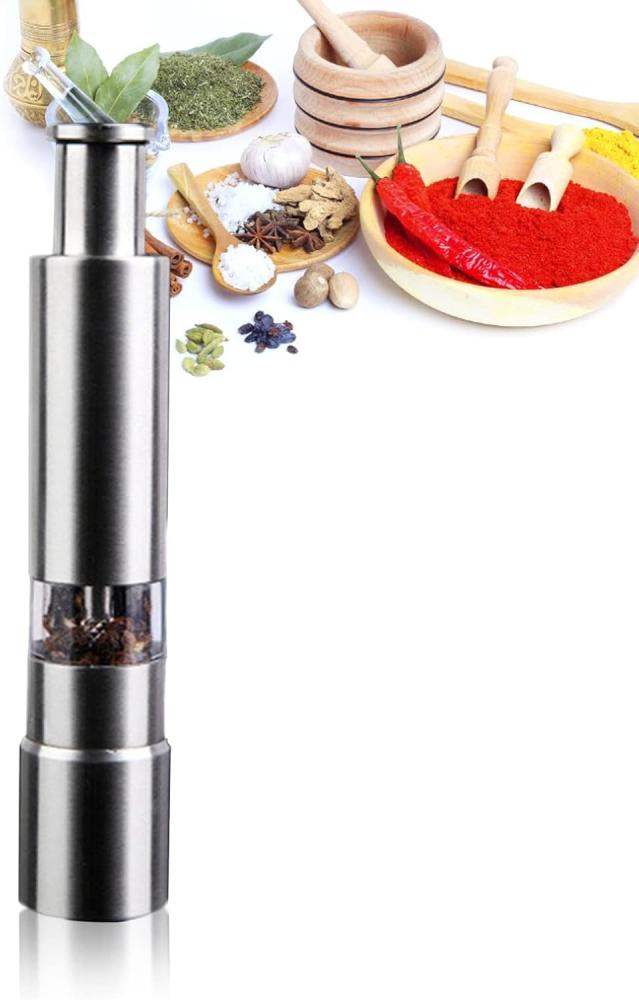 Pfeffermühle, Set Mit 1 Salz- Und Pfeffermühle Aus Edelstahl, Manuelle Salzmühle Mit Verstellbarem Keramikmahlwerk