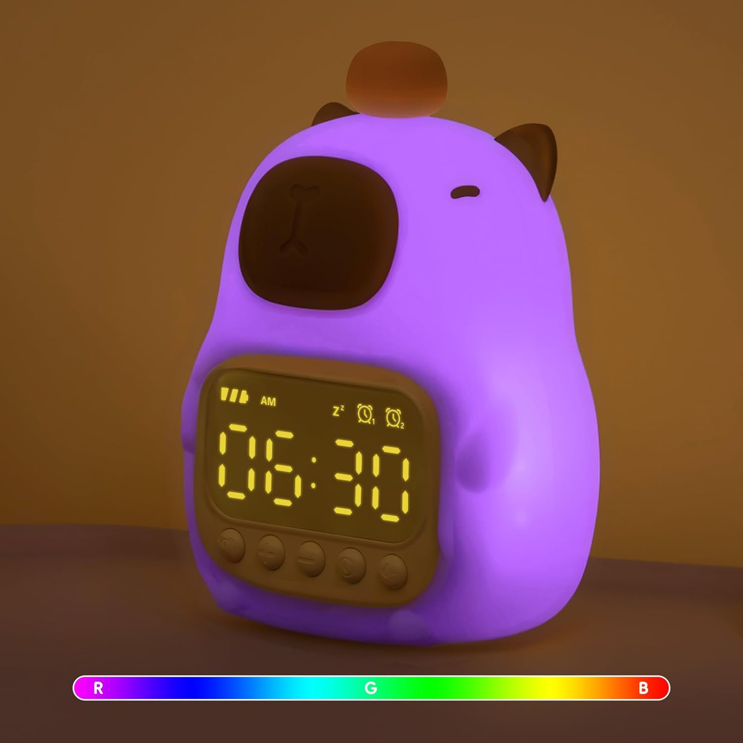 Wasserschwein-wecker Mit Nachtlicht Für Kinder, Wiederaufladbare Silikonlampe, Niedliche Tier-schreibtischlampe, Idealer Schlafbegleiter Für Jungen Und Mädchen
