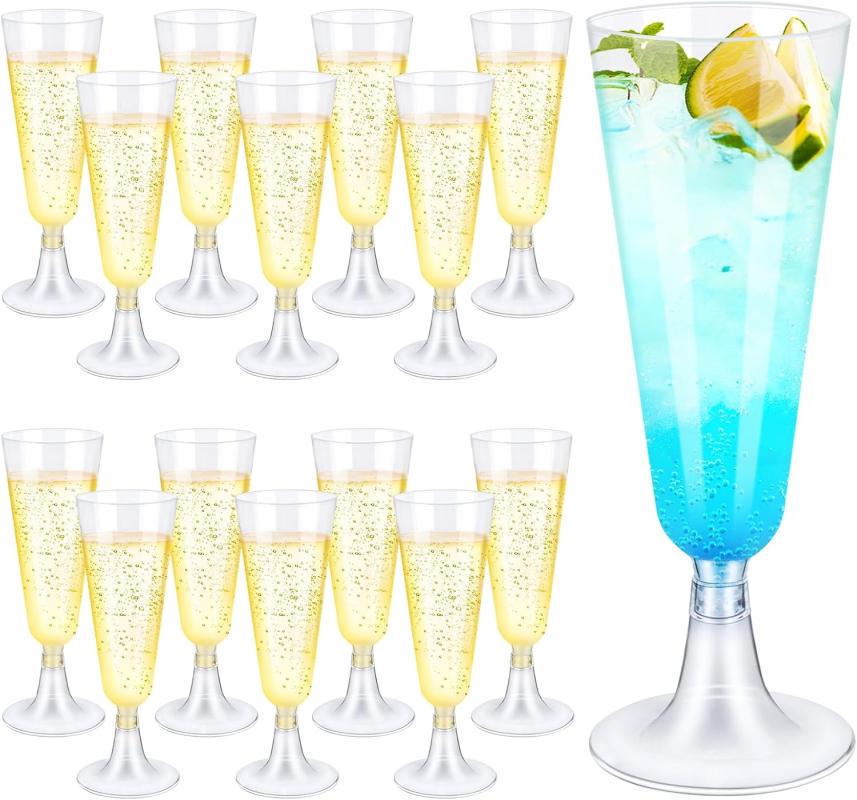 Transparente Champagnerflöten, 25 Stück Elegante, Wiederverwendbare Champagnergläser Aus Kunststoff, 160 Ml Becher