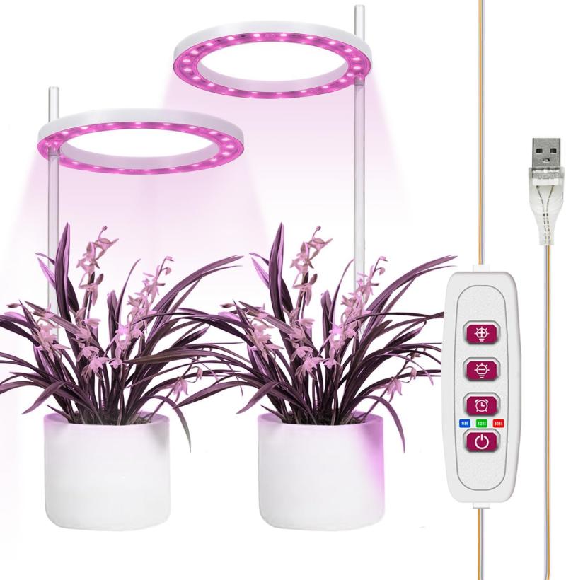 [2 Köpfe] Pflanzenlampe, Vollspektrum-led-licht Für Zimmerpflanzen – Höhenverstellbare Kompaktleuchte