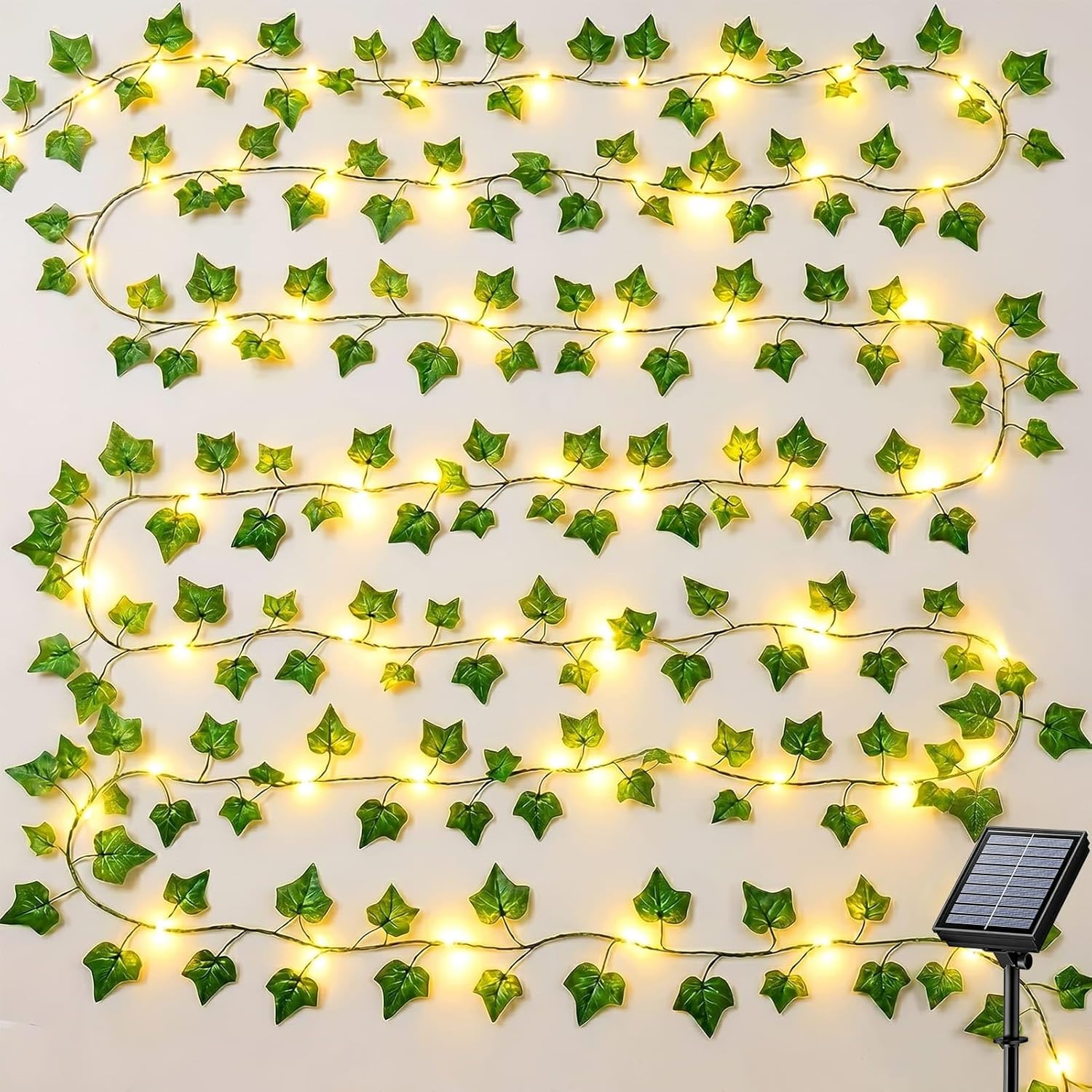 10 M Lange, Solarbetriebene Lichterkette Mit 100 Leds In Efeu-optik Für Den Außenbereich