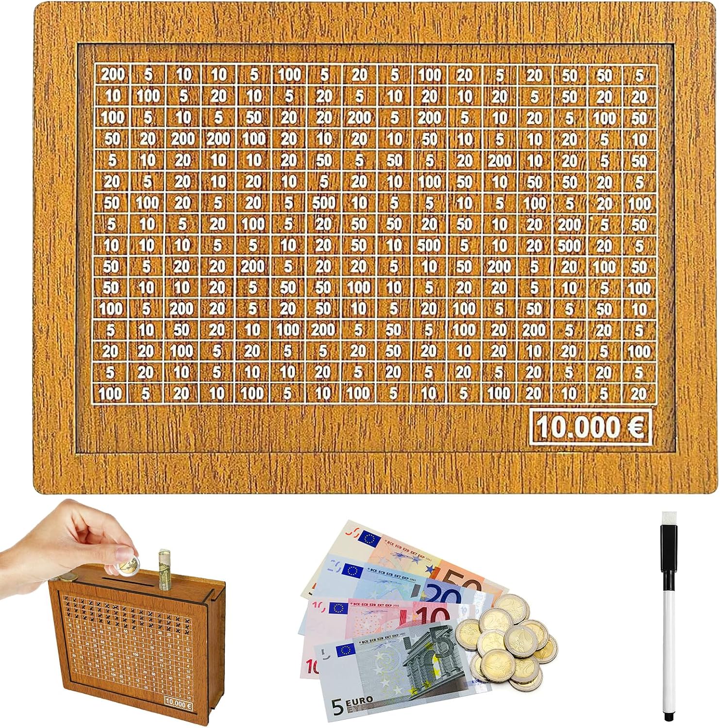 Wiederverwendbare Digitale Retro-spardose Mit Marker Und Sparzielen Für Erwachsene Und Kinder (10.000 €)