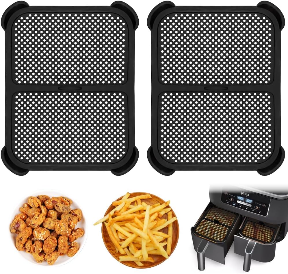 2-teiliges Spritzschutz-set Für Ninja Heißluftfritteusen, Wiederverwendbares Silikon-zubehör, Kompatibel Mit Ninja Foodi Af400eu & Af451eu, Verhindert Effektiv Fettspritzer
