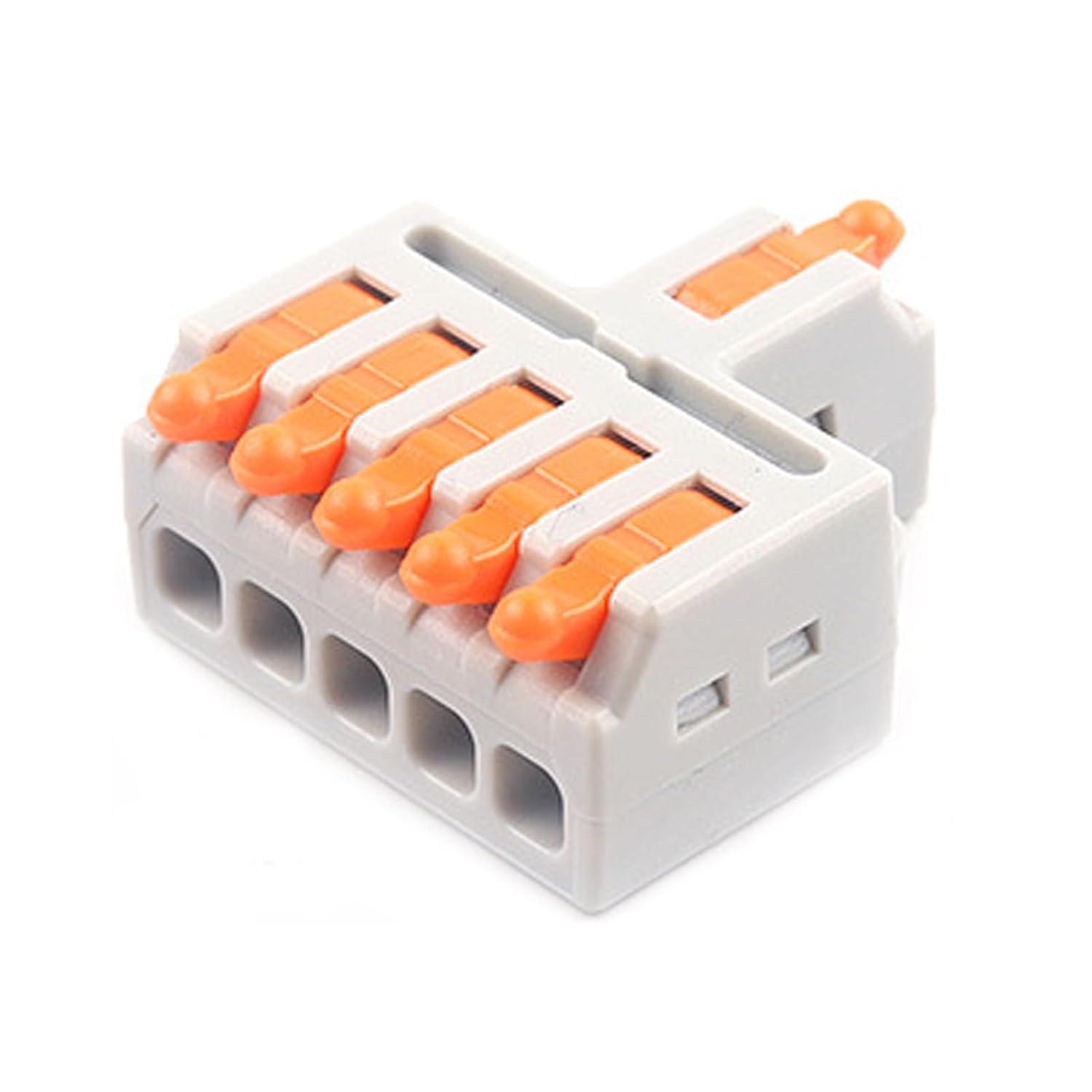 50 Stück Anschlussklemmen, D1-5 Schnellverbinder, 1 Eingang, 5 Ausgänge, Kompakt-leiterverbinder, 0,08–2,5 (4,0) Mm², 250 V, 32 A, Mit Bedienhebel