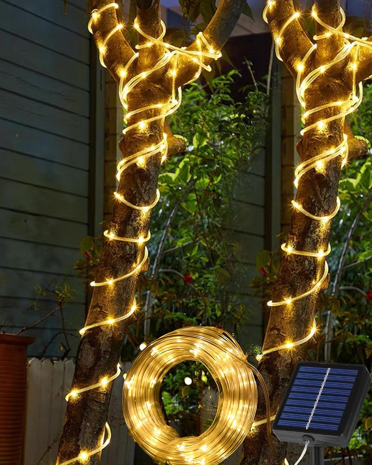 Tacobey Solar-lichterkette Für Den Außenbereich, 10 M, 100 Leds, 8 Modi, Wasserdicht, Dekoration Für Garten, Terrasse, Balkon (warmweiß)