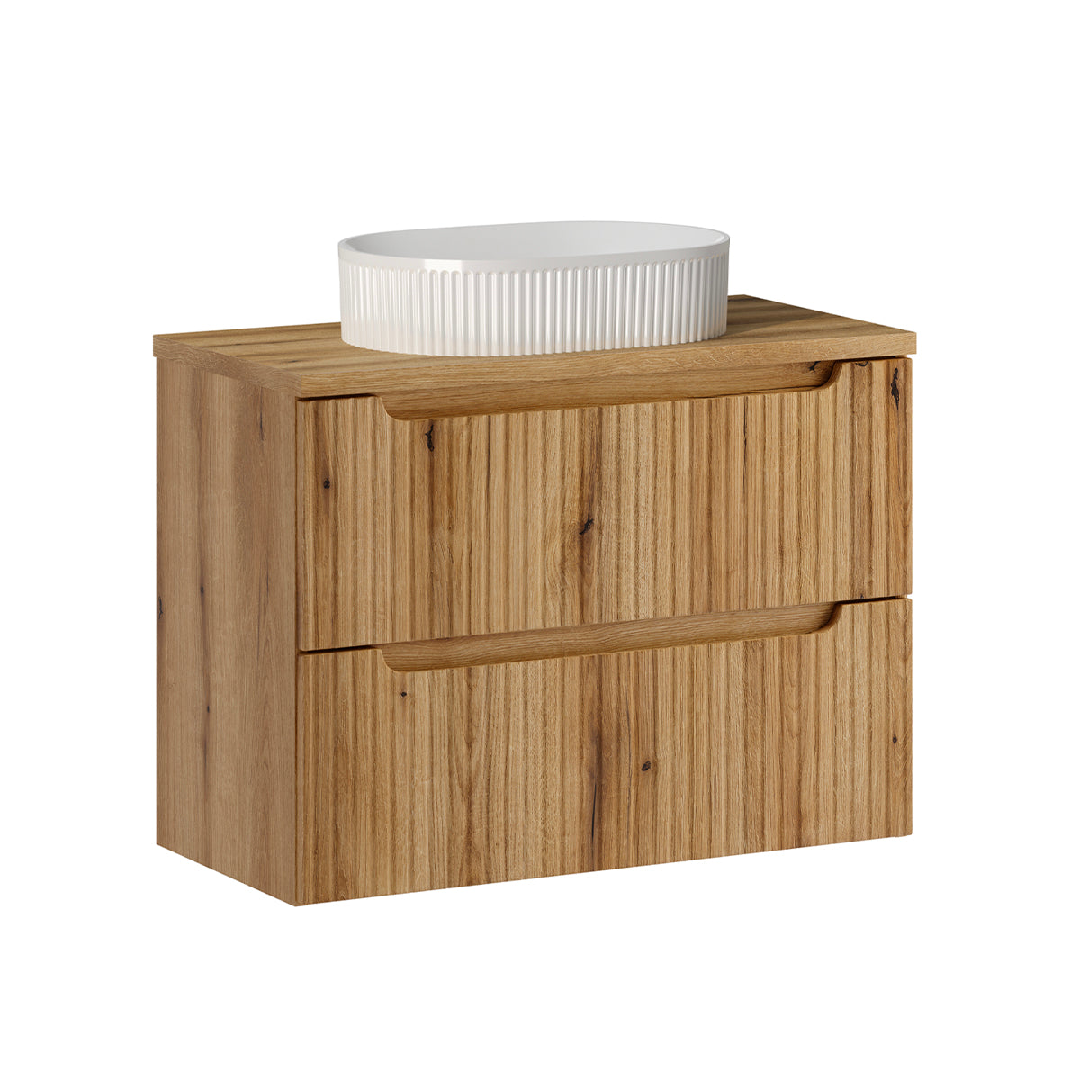 80 Cm Breiter Waschtischunterschrank Mit 2 Schubladen, Riva Holz