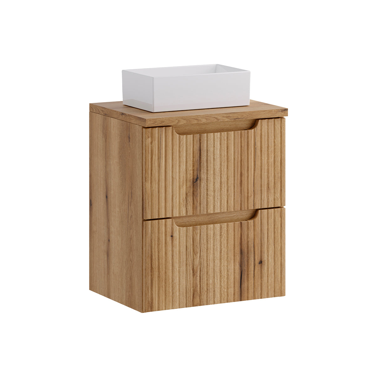 Einzelwaschtisch 50 Cm Mit 2 Schubladen, Riva Holz