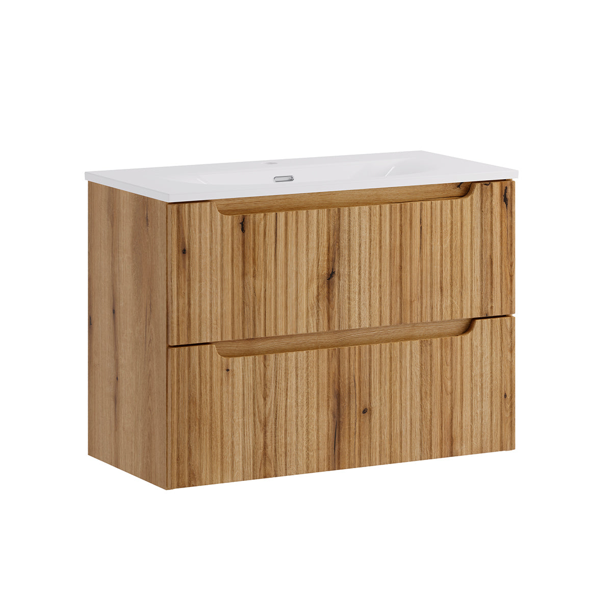 Waschtischunterschrank Einzelwaschbecken 80cm 2 Schubladen Riva Holz