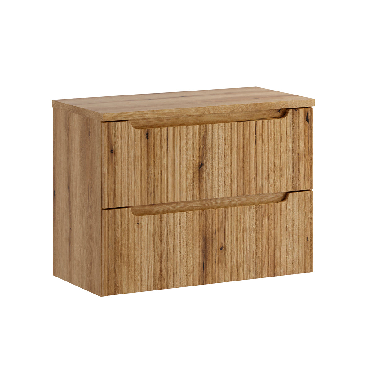 Waschtischunterschrank 80 Cm, 2 Schubladen, Waschtischplatte „riva Bois