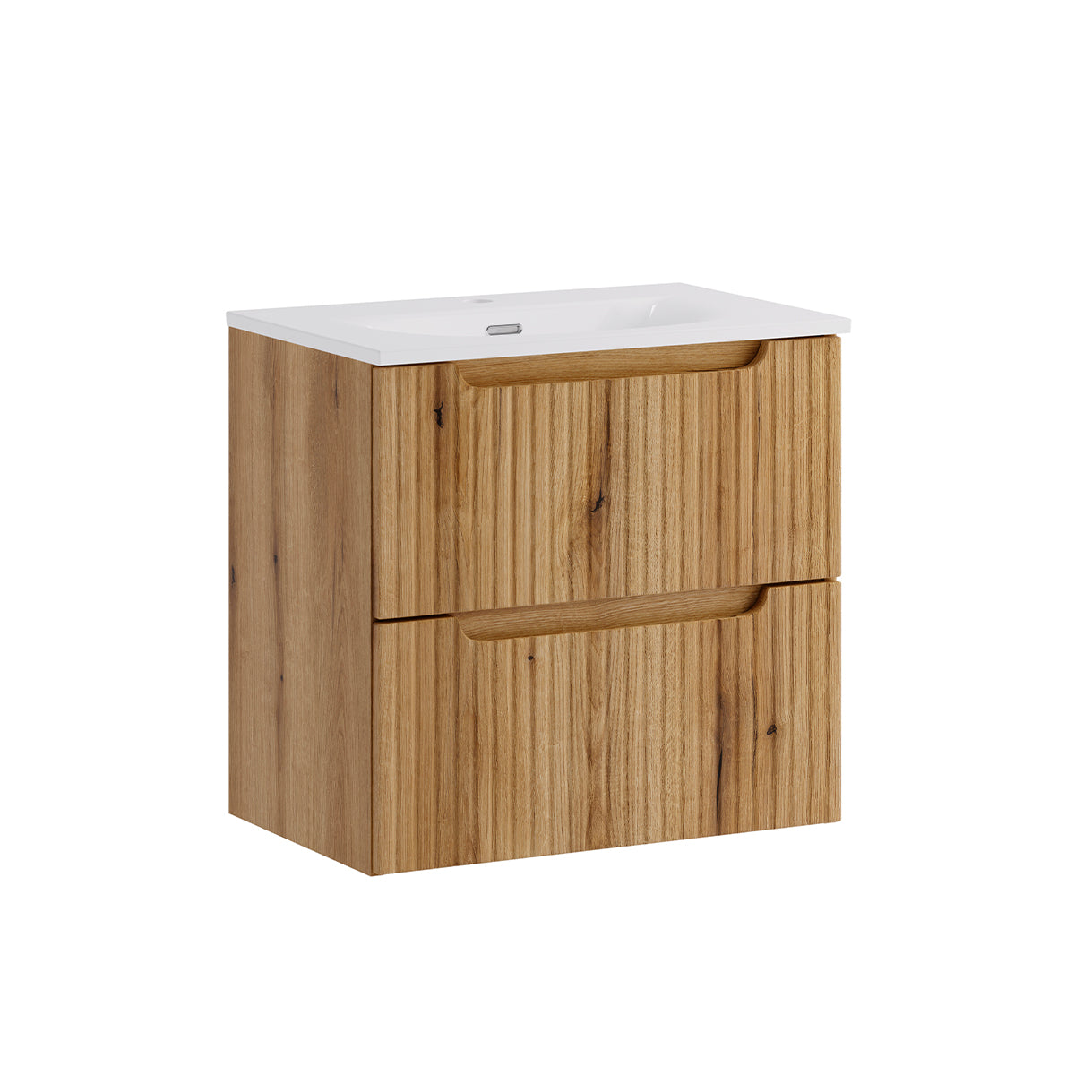 Einbau-waschtischunterschrank Für Einzelwaschbecken, 60 Cm, 2 Schubladen, Riva Holz