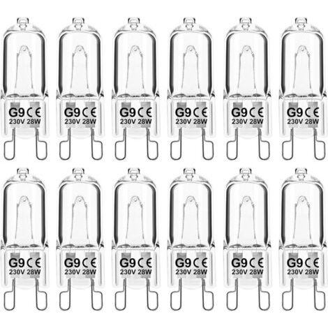 G9-glühbirne, 28 W, 230 V, Dimmbar, Warmweiß, Halogentoleranz 300 °c, Für Deckenleuchten Für Mikrowellenherde, Herde, 12 Stück [energieklasse G]