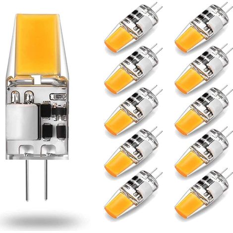 Led-ampullen G4 5 W, Led-ampullen 5 W Zum Ersetzen Von Halogenampullen 50 W, Led-ampullen G4 3000 K Mit Weißer Weißer Beleuchtung, 500 Lm, 12 V Ac/dc, Ohne Funkeln, 10-teiliges Set.