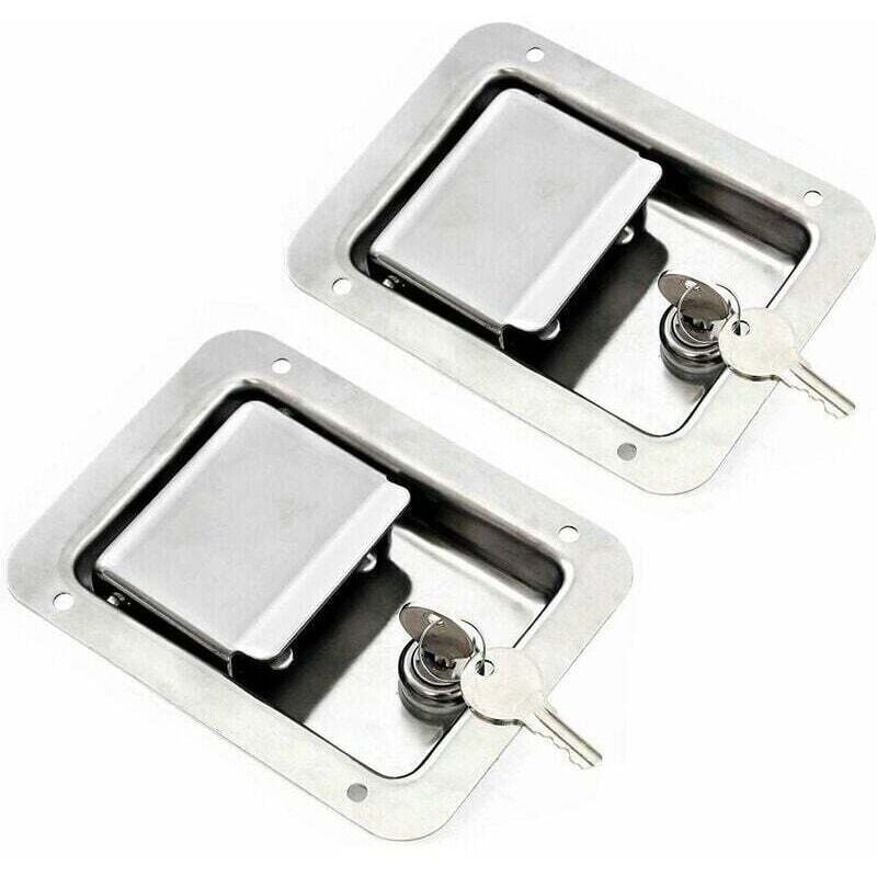 Matériel Paquet De 2 Loquet À Ressort Pour Palette En Acier Inoxydable With Serrure Et Clé – Poignée Unique À Affleurement Pour Remorque De Porte Rv