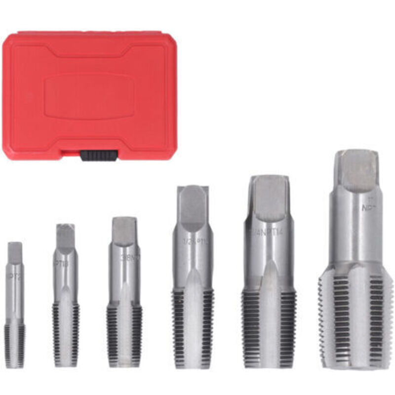 Pr Kit D'Outils De Taraudage Npt 6 Piece, Jeu De Tarauds And Acier Au Carbone For Tuyaux En Pvc, Forets En Acier Pour Nettoyer Le Refiletage Endommagé 1 Po, 3/4 Po, 1/2 Po, 3/8 Po
